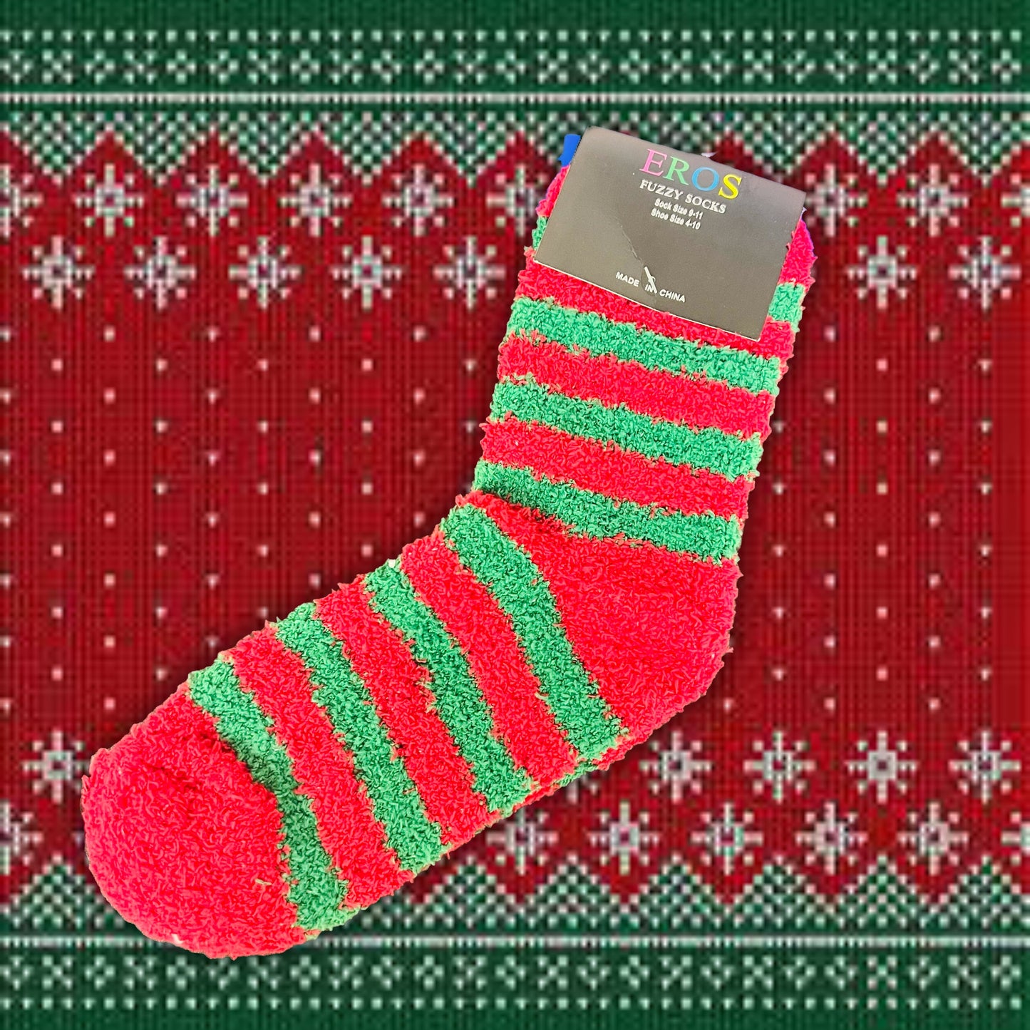 CHRISTMAS Striped Fuzzy Socks