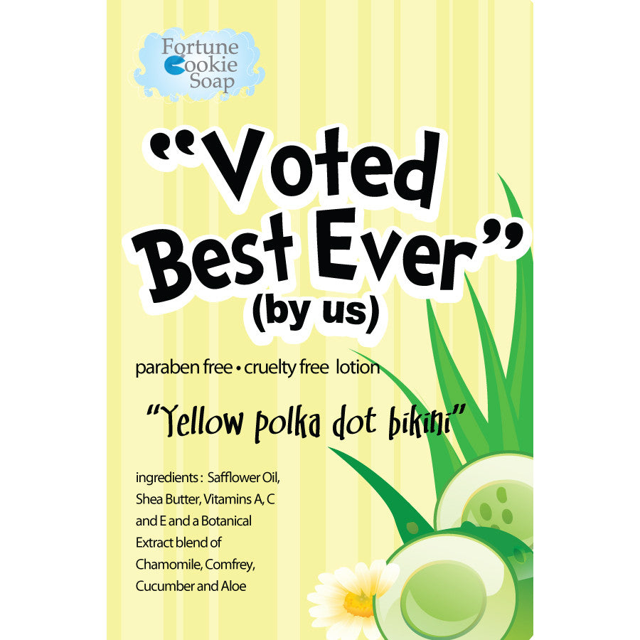 Yellow Polka Dot Bikini Voted best! (by us) Lotion - Fortune Cookie Soap
