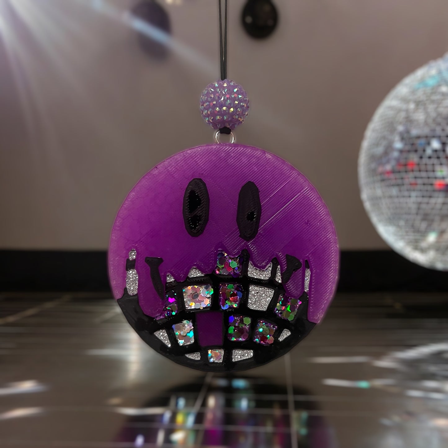 Disco Ball Smiley Car Freshie