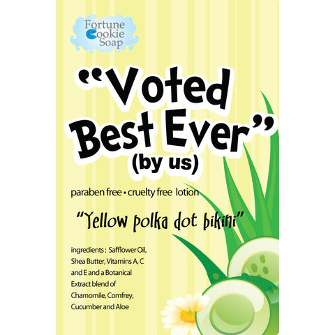 Yellow Polka Dot Bikini Voted best! (by us) Lotion - Fortune Cookie Soap